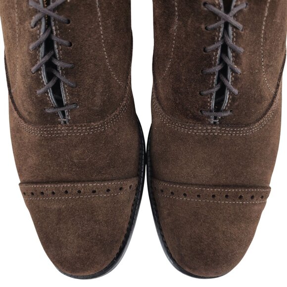 Vintage Allen Edmonds Mens 8A Brown Suede Leather Dress Shoes Captoe Oxfords USA - Picture 7 of 11